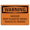 Signmission Safety Sign, OSHA WARNING, 10" Height, Rigid Plastic, Danger Keep Clear Of Swing Radius, Landscape OS-WS-P-1014-L-12545 - alternate 1